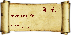 Merk Anikó névjegykártya